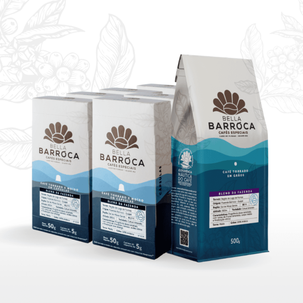 01 x Bellabarroca café em grão + 06 x Bellabarroca cápsulas